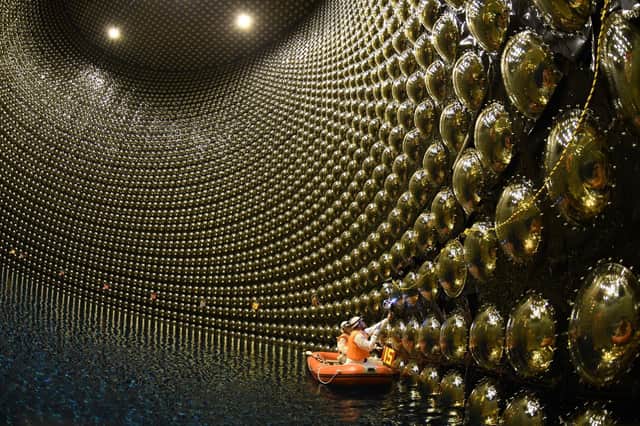 The Tokai-to-Kamioka (T2K) experiment in Japan uses the most sensitive neutrino detector on Earth (Picture: Kamioka Observatory, ICRR, The University of Tokyo.