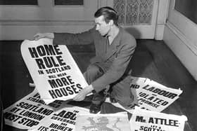 Calls for home rule for Scotland have a longstanding tradition, as these posters from 1951 show. Some “Red Clydesiders” also supported the idea about a century ago (Picture: Chris Ware/Getty Images)