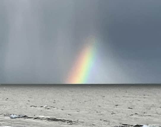 Janet Christie's My Week. A rainbow rises out of the North Sea. Pic J Christie