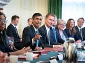 Prime Minister Rishi Sunak (centre), alongside the Chancellor of the Exchequer, Jeremy Hunt, (centre right) holding his first Cabinet meeting. Picture: Stefan Rousseau - WPA Pool/Getty Images
