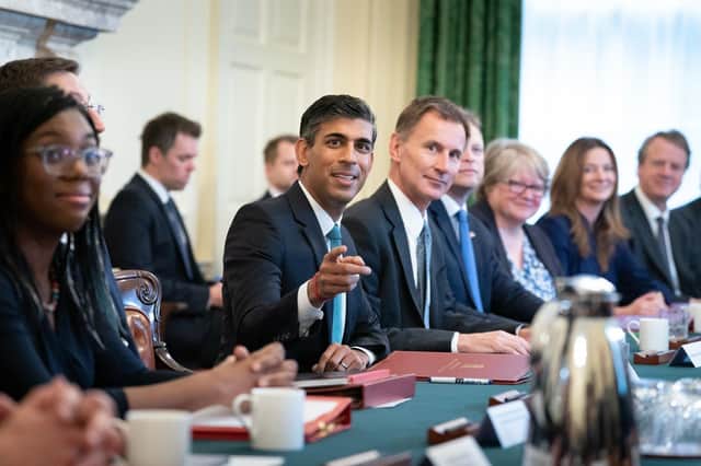 Prime Minister Rishi Sunak (centre), alongside the Chancellor of the Exchequer, Jeremy Hunt, (centre right) holding his first Cabinet meeting. Picture: Stefan Rousseau - WPA Pool/Getty Images