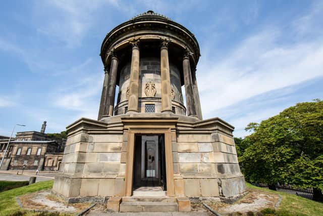The sound installation is being set up at the foot of Calton Hill