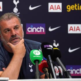 New Tottenham manager Ange Postecoglou fields a question during his first press conference as Spurs boss.
