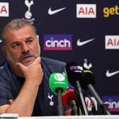 New Tottenham manager Ange Postecoglou fields a question during his first press conference as Spurs boss.