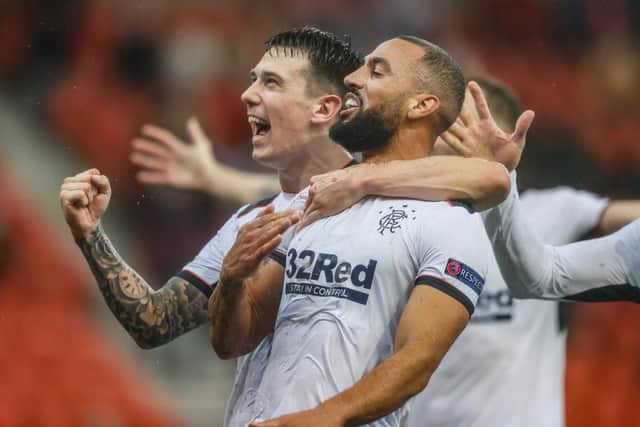 Rangers' Kemar Roofe celebrates - and so did social media (Photo by BRUNO FAHY/BELGA MAG/AFP via Getty Images)