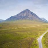 An aerial view of the West Highland Way as it passes Buachaille Etive Mor PIC: Richard Johnson / Getty Images