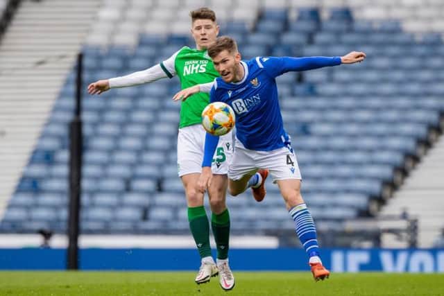 St Johnstone defender Jamie McCart helped nullify the threat of Hibs striker Kevin Nisbet during the Scottish Cup Final. (Photo by Craig Williamson / SNS Group)