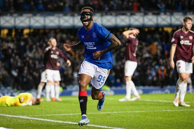 Rangers' Danilo celebrates after making it 2-1 late on against Hearts in October.