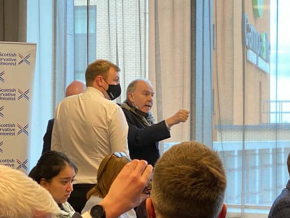 Serial activist Sean Clerkin interrupted the Scottish Tory event