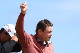 Bob MacIntyre acknowledges the crowd on the 18th green after finishing the final round of the Genesis Scottish Open at The Renaissance Club in East Lothian. Picture: Andrew Redington/Getty Images.