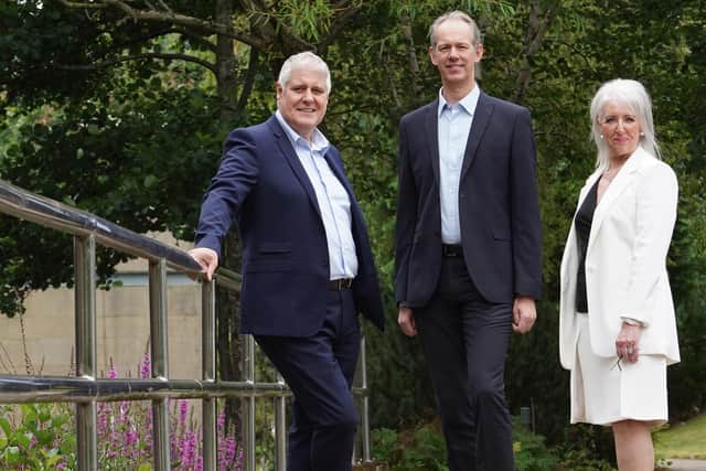 From left: CEO Callum Bastock, CFO David Cockburn, and head of HR Maureen Ross. Picture: Stewart Attwood.
