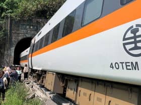 At least 36 people have been killed with many more injured after a train in Taiwan derailed inside a tunnel. Photo by HANDOUT/Central Emergency Operation Cent/AFP via Getty Images)