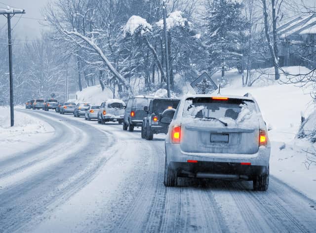 A key tip when driving in icy conditions is to leave a larger gap between you and the car in front so as to avoid an accident.