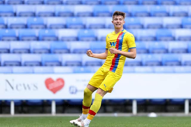 Scott Banks of Crystal Palace celebrates scoring the third goal from a free kick during the pre-season friendly against Reading on July 31. (Photo by Warren Little/Getty Images)