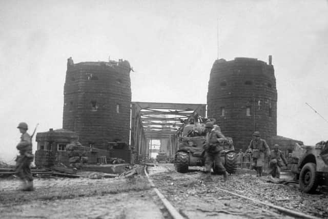 American troops at Remagen Bridge in the district of Ahrweiler (Picture: Keystone/Getty Images)
