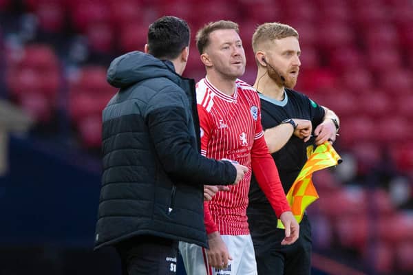 Ayr manager Scott Brown with Aiden McGeady during the 2-1 win over Queen's Park at Hampden. (Photo by Sammy Turner / SNS Group)