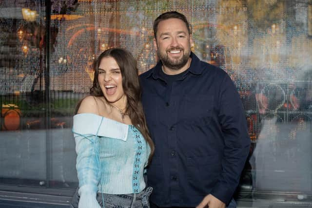 Jason Manford with Eurovision hopeful Mae Muller