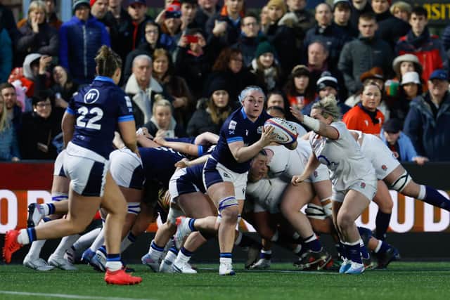 Evie Gallagher, playing for Scotland.