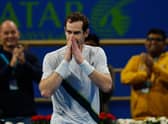 Andy Murray is left stunned by his comeback against Jiri Lehecka (not pictured) in the semi-finals of the Qatar Open. (Photo by KARIM JAAFAR / AFP) (Photo by KARIM JAAFAR/AFP via Getty Images)