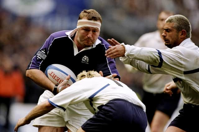 Scotland's Walton charges forward against France in the Five Nations match at the Stade de France in St Denis in 1999.