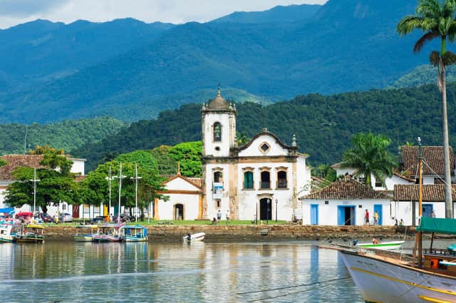 Old buildings in the town of Paraty, gateway to the Atlantic Forest, eastern Brazil. Pic: PA Photo/Alamy.