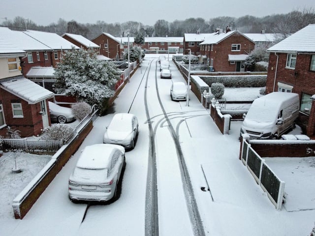 Snow covers Lee Park in Liverpool after heavy overnight snow fall.