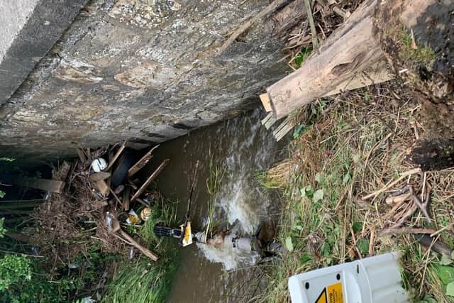 The burn blocked the underpass at the bridge.