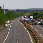 Crash scene: The M74 was closed for more than 7 hours. (Pic: Davie Murray)