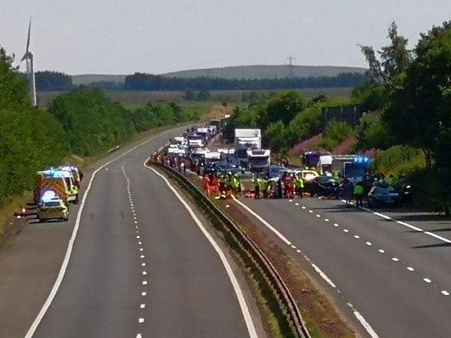 Crash scene: The M74 was closed for more than 7 hours. (Pic: Davie Murray)