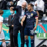 Scotland's manager Steve Clarke gives instructions to substitute Ryan Fraser during Scotland v Czech Republic at Euro 2020. (Photo by Craig Williamson / SNS Group)