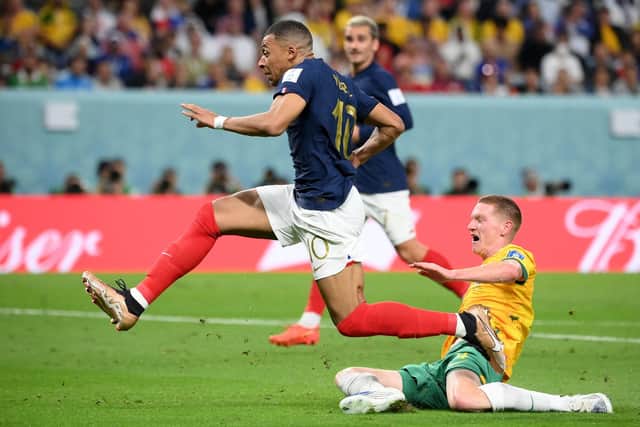 Hearts defender Kye Rowles was given the sternest of examinations by France superstar Kylian Mbappe.