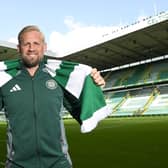 New Celtic goalkeeper Kasper Schmeichel is unveiled to the media during a press conference at Celtic Park.
