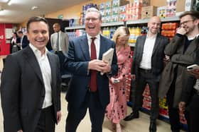 Labour leader Sir Keir Starmer (right) tours an Iceland supermarket in Warrington with executive chairman of the food chain, Richard Walker (left). Picture: Stefan Rousseau/PA Wire