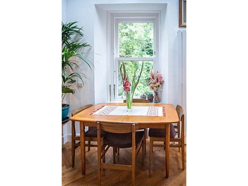 The Old Train House's light and airy eating area.
