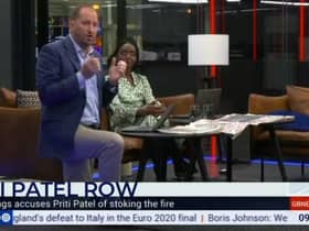 GB News said its presenter Guto Harri breached its "standards" by taking the knee on air in support of England's footballers.