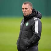 LENNOXTOWN, SCOTLAND - OCTOBER 06: Celtic Manager Brendan Rodgers during a Celtic training session at the Lennoxtown Training Centre, on October 06, 2023, in Lennoxtown, Scotland. (Photo by Ross MacDonald / SNS Group)