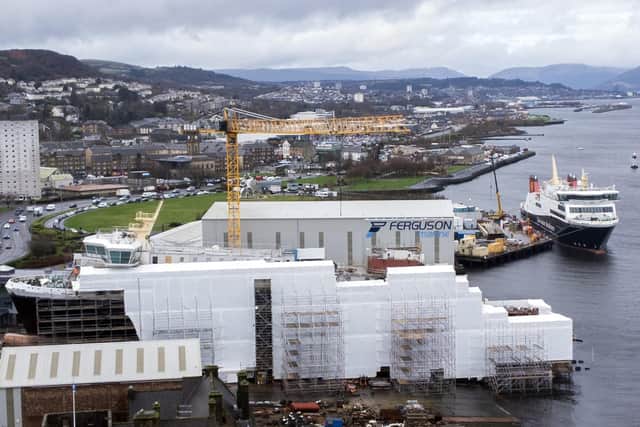 Work on the two ferries at Ferguson Marine in Port Glasgow has been dogged by problems and delays. Picture: John Devlin