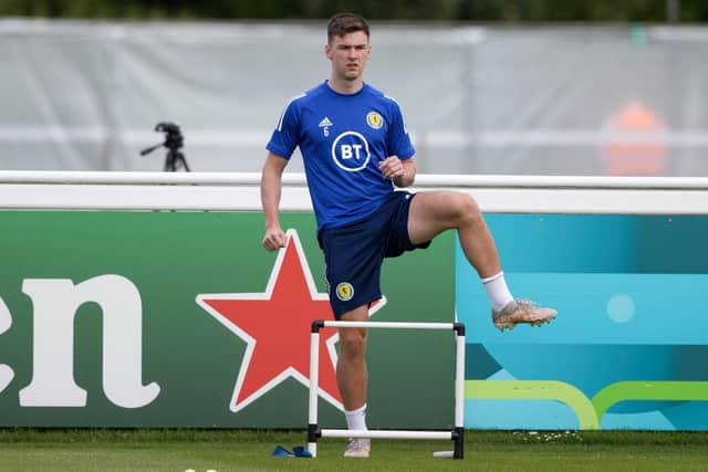 Kieran Tierney did a light training session on Tuesday at Rockliffe Park.