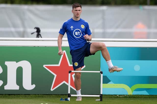 Kieran Tierney did a light training session on Tuesday at Rockliffe Park.