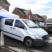 A police vehicle reverses into a tent outside the home of Peter Murrell, former chief executive of the Scottish National Party (SNP), and his wife, former First Minister Nicola Sturgeon (Picture: Andy Buchanan/AFP via Getty Images)