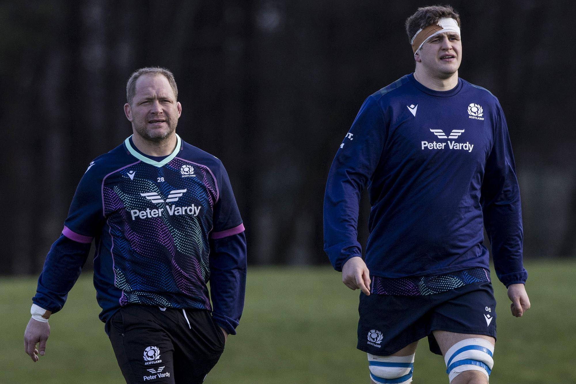 WP Nel, pictured left with Scott Cummings, is back in the Scotland squad after recovering from a neck strain.  (Photo by Craig Williamson / SNS Group)