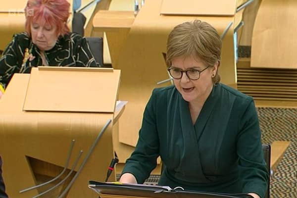 Nicola Sturgeon defends her Government's record at FMQs. Picture: BBC