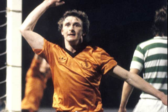 Dundee Utd's Paul Hegarty celebrates a goal against Celtic in 1981.