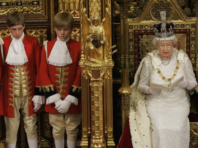 The Queen  reads her speech at the House of Lords, in Westminster, in London, in November 2007