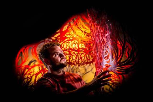 Wakefield-based artist Andy Singleton examines the internal complexity of the human body. Tiny robots that can be injected into the human body and used to perform complex tasks are being explored by the University of Edinburgh. Picture: James Hardisty/Yorkshire Post