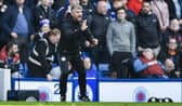 St Mirren manager Stephen Robinson encourages his players during the match at Ibrox.