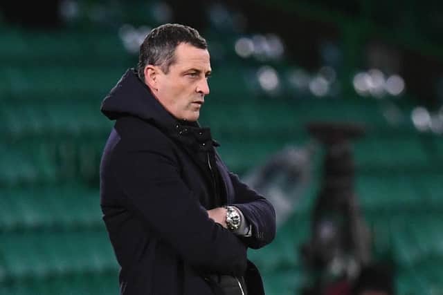 Hibs manager Jack Ross watches his side settle for a draw against a makeshift Celtic side. Photo by Ross MacDonald / SNS Group