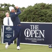 American Michael Block, pictured teeing off in Tuesday's Open Final Qualifying at Dundonald Links, is hoping to be back in Scotland for the Alfred Dunhill Links Championship later in the year. Picture: Dundonald Links