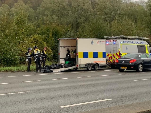 Essex Police said arrests were made after reports of people climbing up an overhead gantry close to junction 30 of the M25.