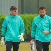 Goalkeepers Murray Johnson and David Marshall during Hibs training. Photo by Simon Wootton / SNS Group